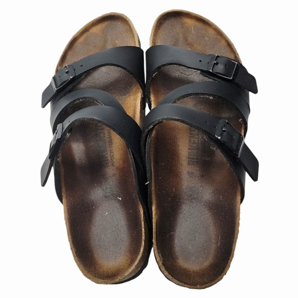 Birkenstock Black Two Strap Sandals Men's Cork Footbed Comfort 10.5 UK 11.5 US - Picture 3 of 11
